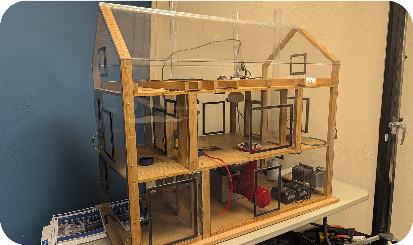 A small construction model of a home and its wiring